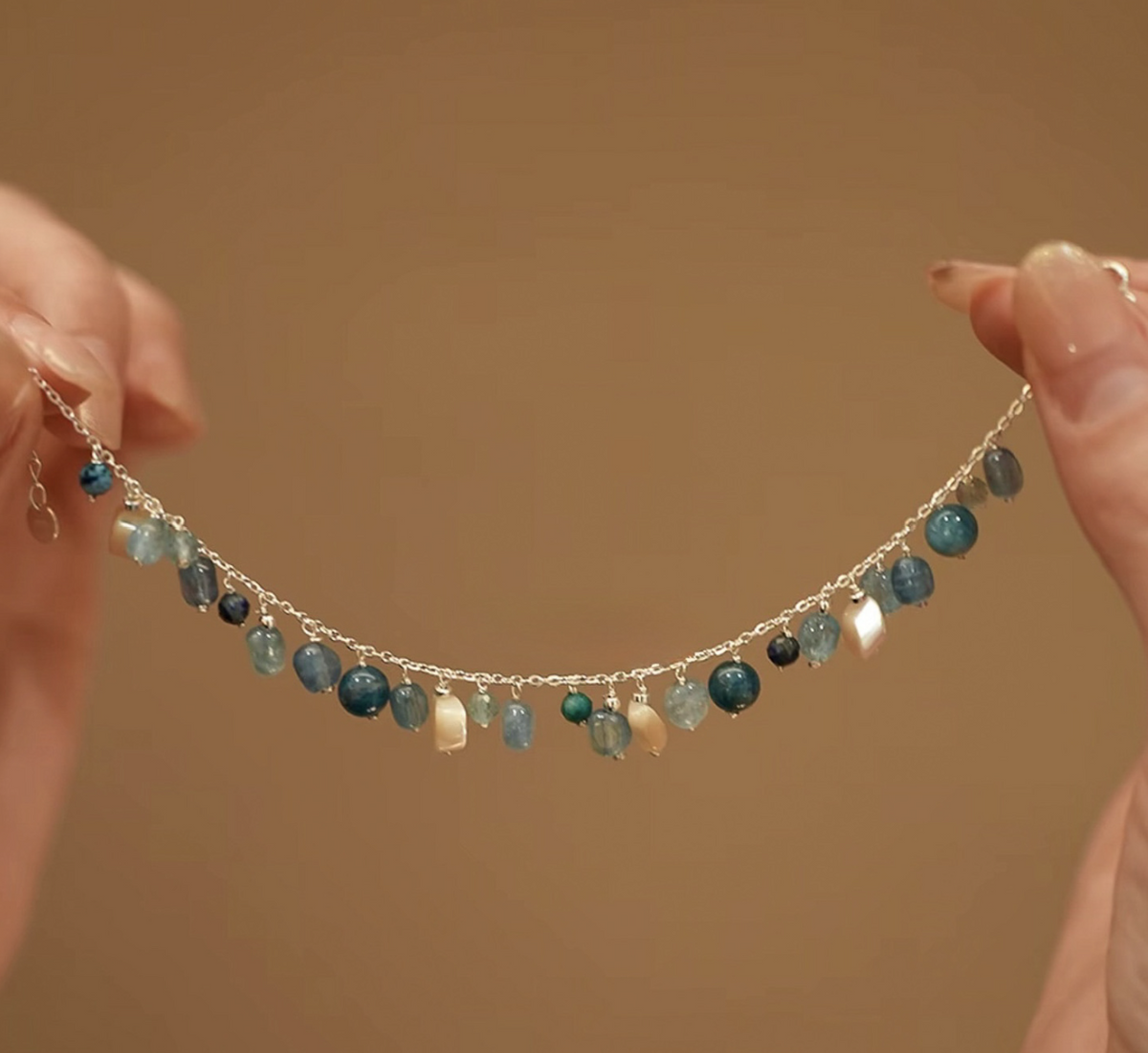 Handmade Blue Natural Stone Beaded Bracelet | Bohemian Layered Jewelry