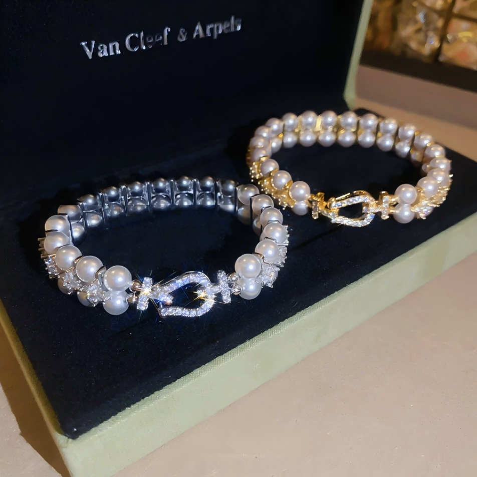 Gold-Tone & Silver-Tone Double-Layer Faux Pearl Bracelet