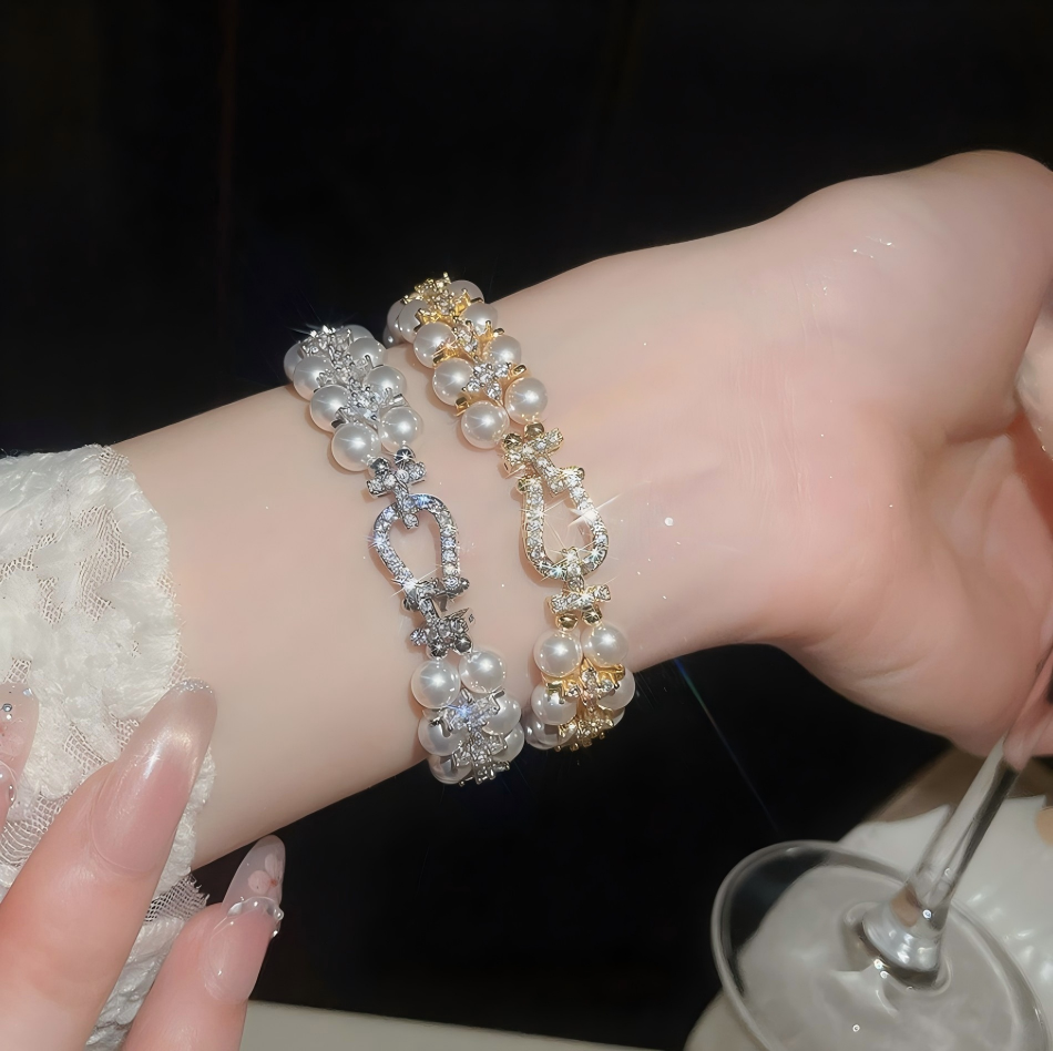 Gold-Tone & Silver-Tone Double-Layer Faux Pearl Bracelet