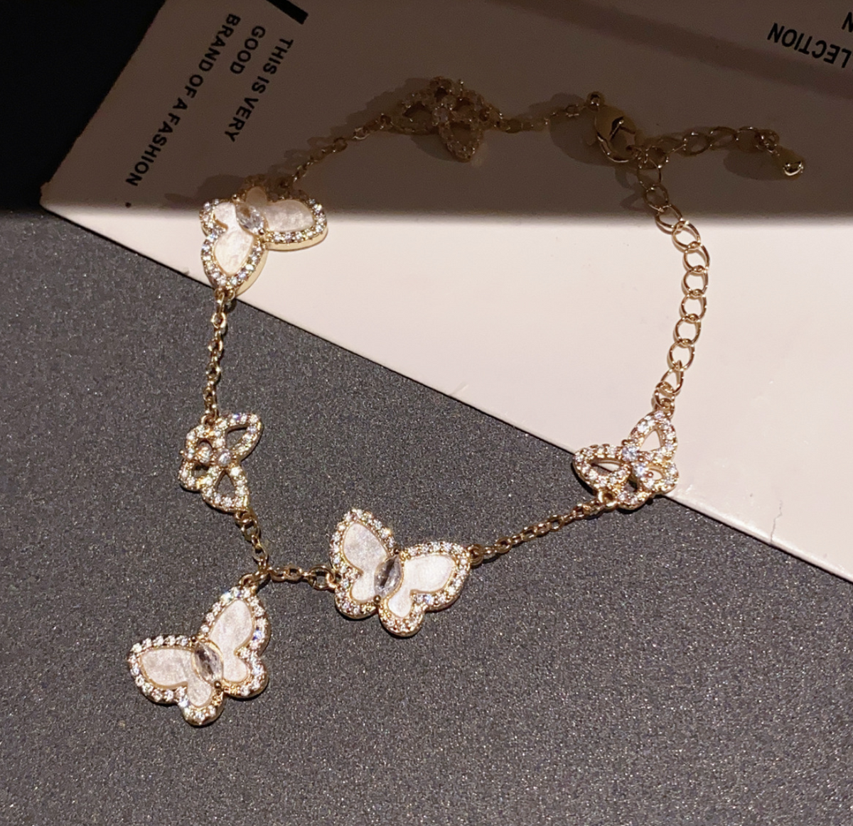 Dainty Butterfly Charm Bracelet | Cute Gold-Tone Layering Chain