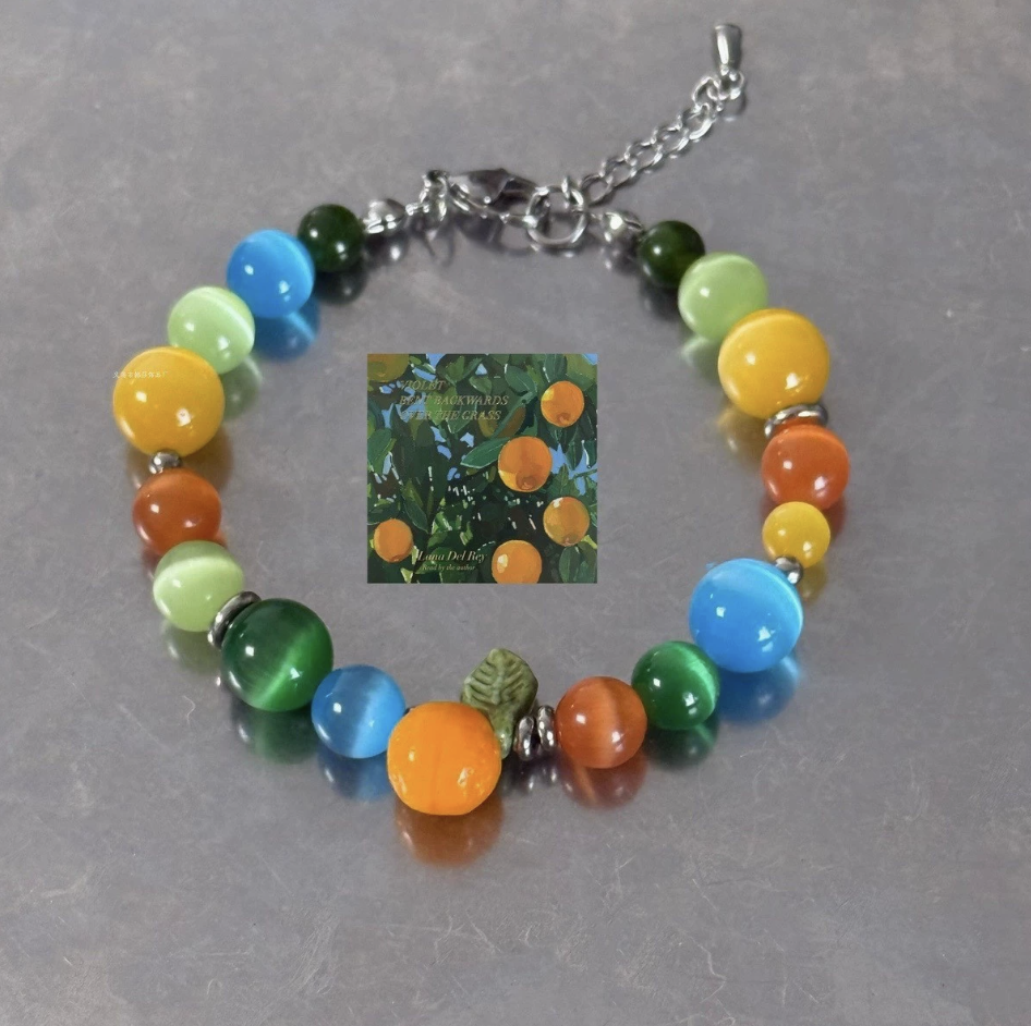 Fresh Citrus Orange Beaded Bracelet | Colorful Summer Fruit Jewelry