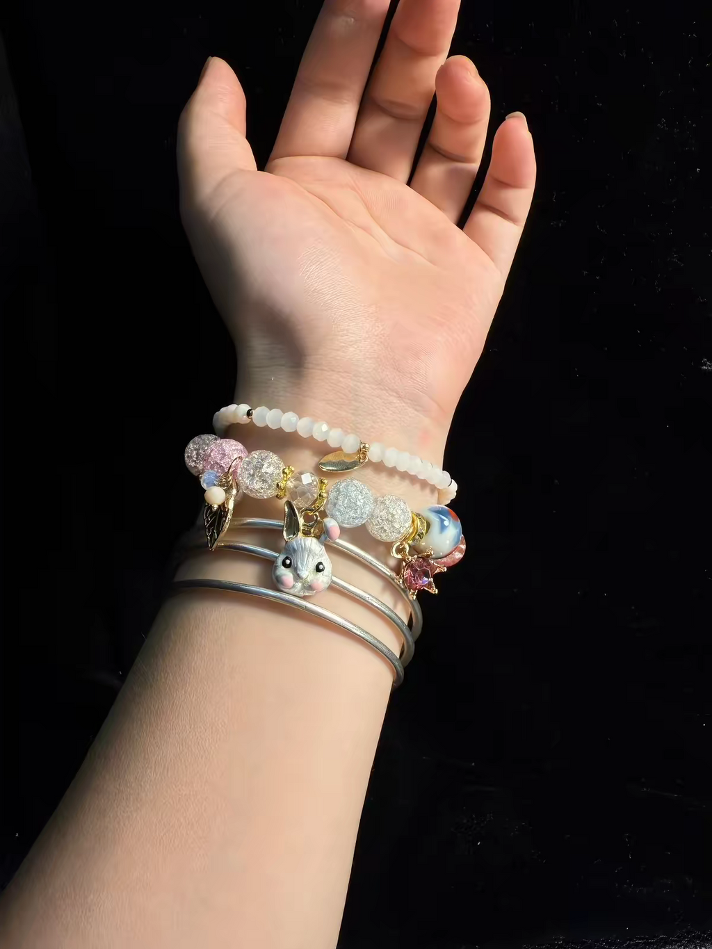 Rabbit’s Whimsical Tea Party Double-Layer Bracelet