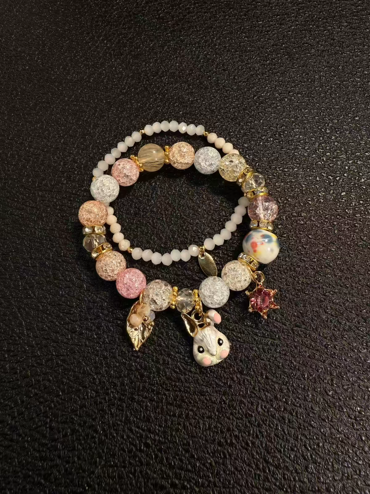Rabbit’s Whimsical Tea Party Double-Layer Bracelet
