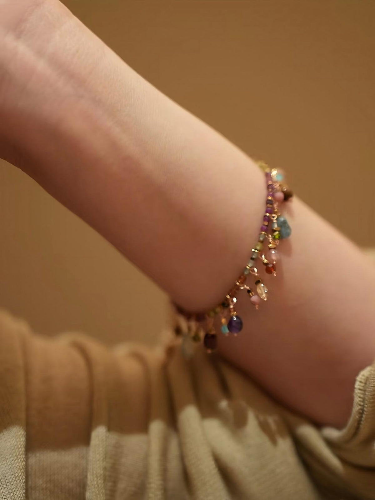 Bohemian Colorful Beaded Bracelet with Adjustable Chain