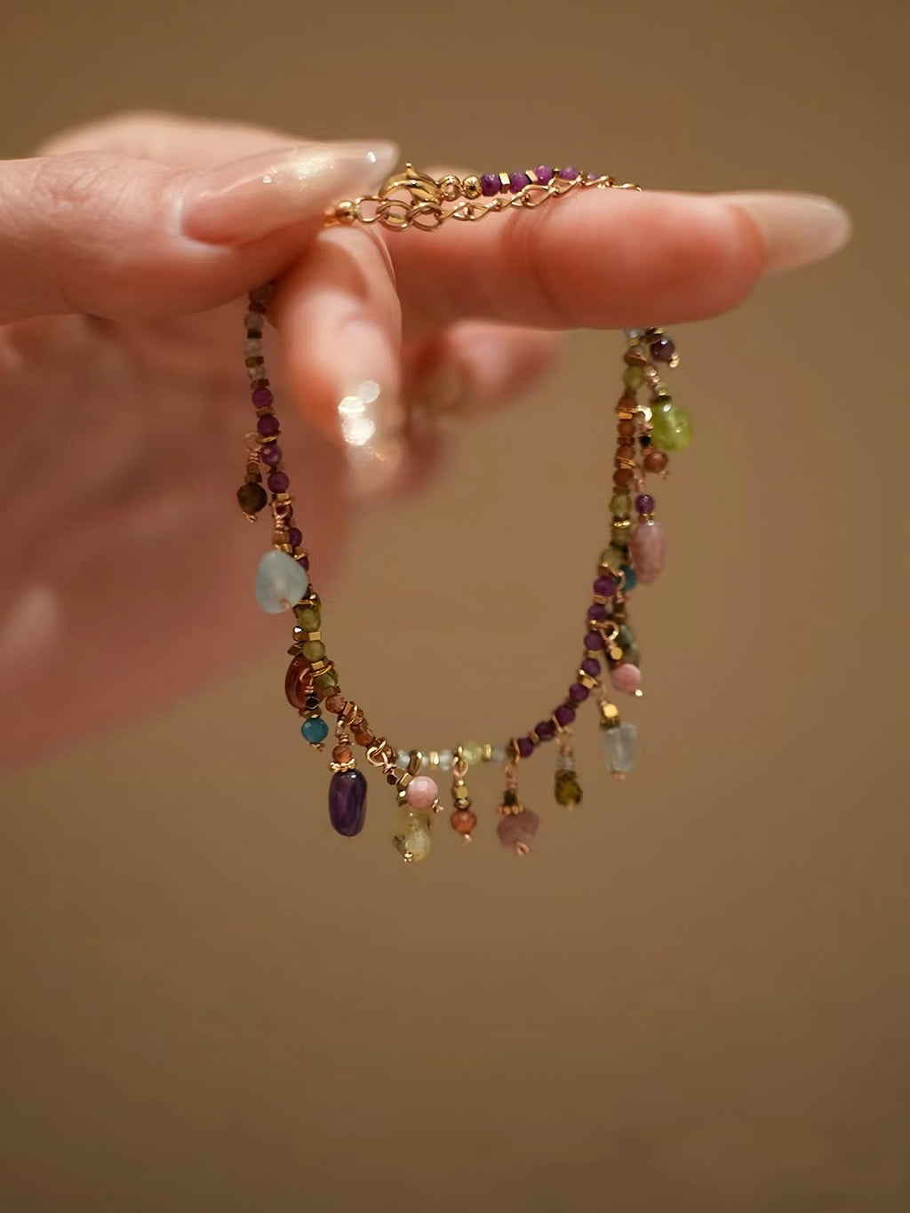 Bohemian Colorful Beaded Bracelet with Adjustable Chain