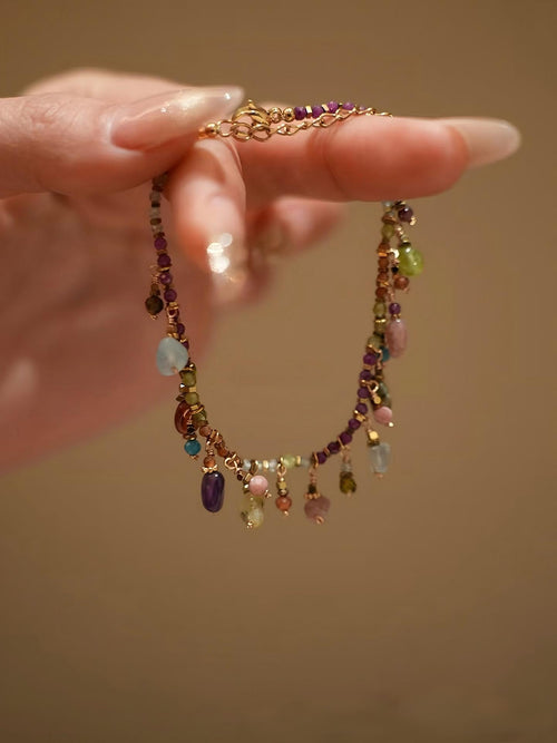 Bohemian Colorful Beaded Bracelet with Adjustable Chain